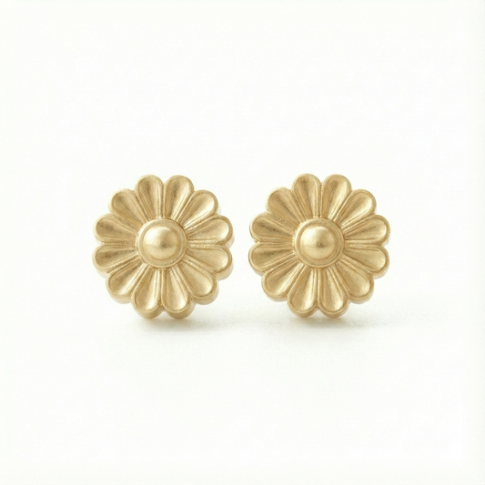 Rosette Gold Stud Earrings