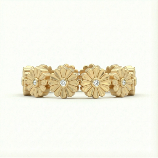 Rosette Gold Diamond Ring