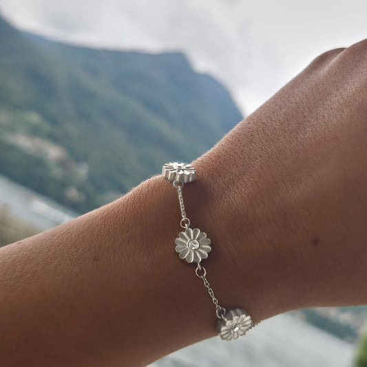Rosette Silver Diamond Bracelet
