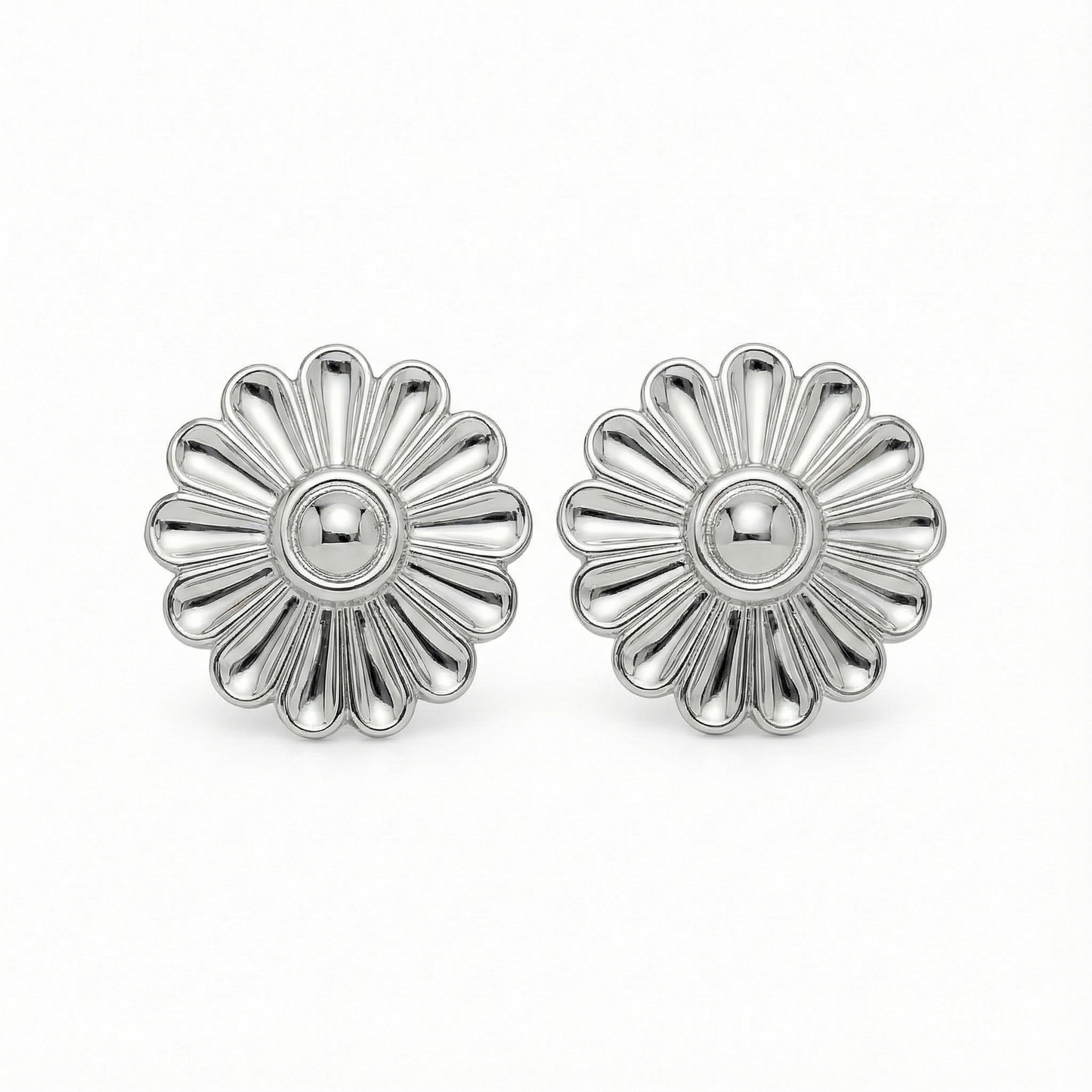 Rosette Silver Stud Earrings