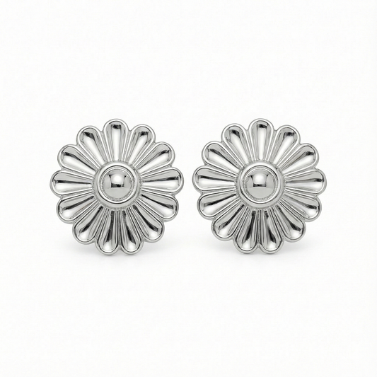 Rosette Silver Stud Earrings