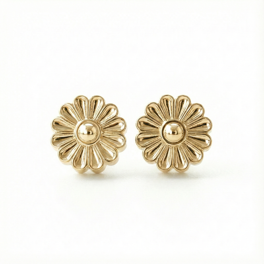 Rosette Gold Stud Earrings