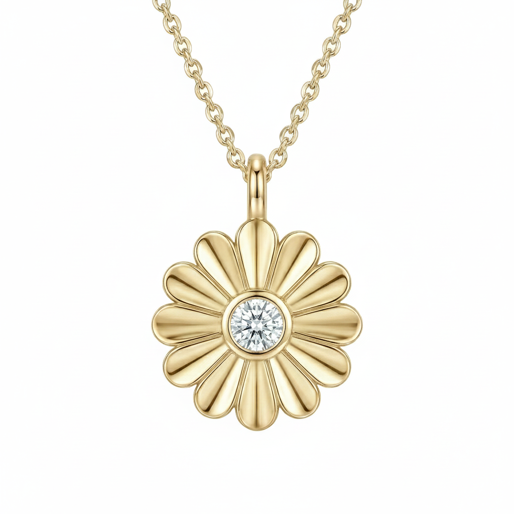 Rosette Gold Diamond Necklace