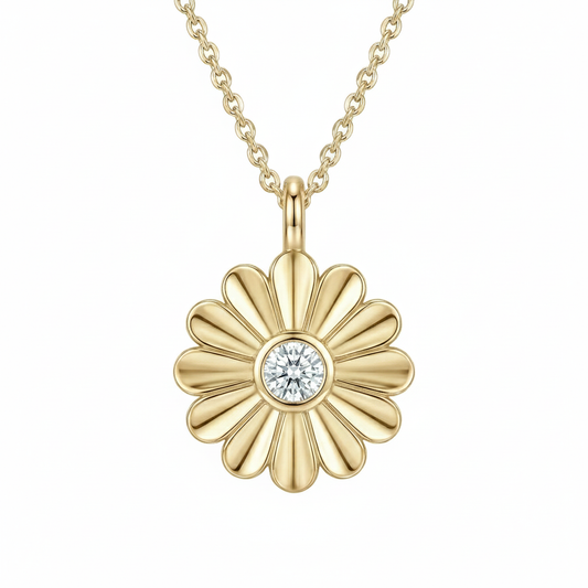 Rosette Gold Diamond Necklace