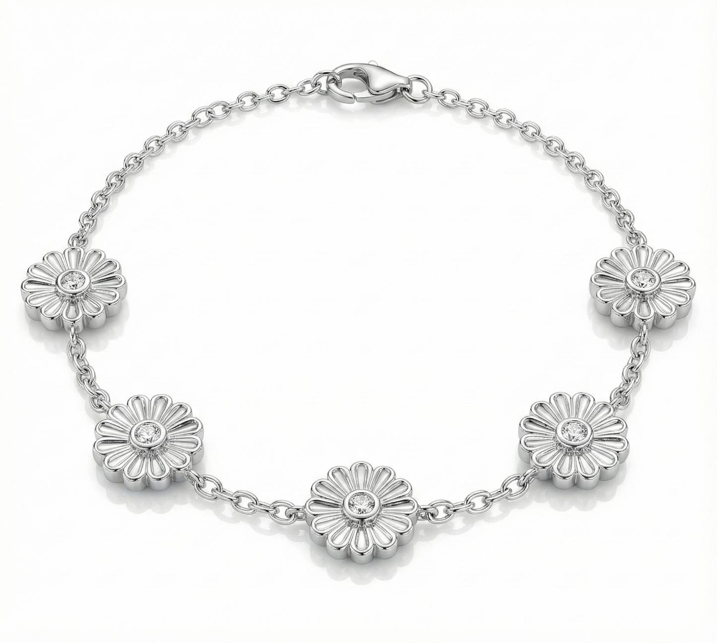 Rosette Silver Diamond Bracelet