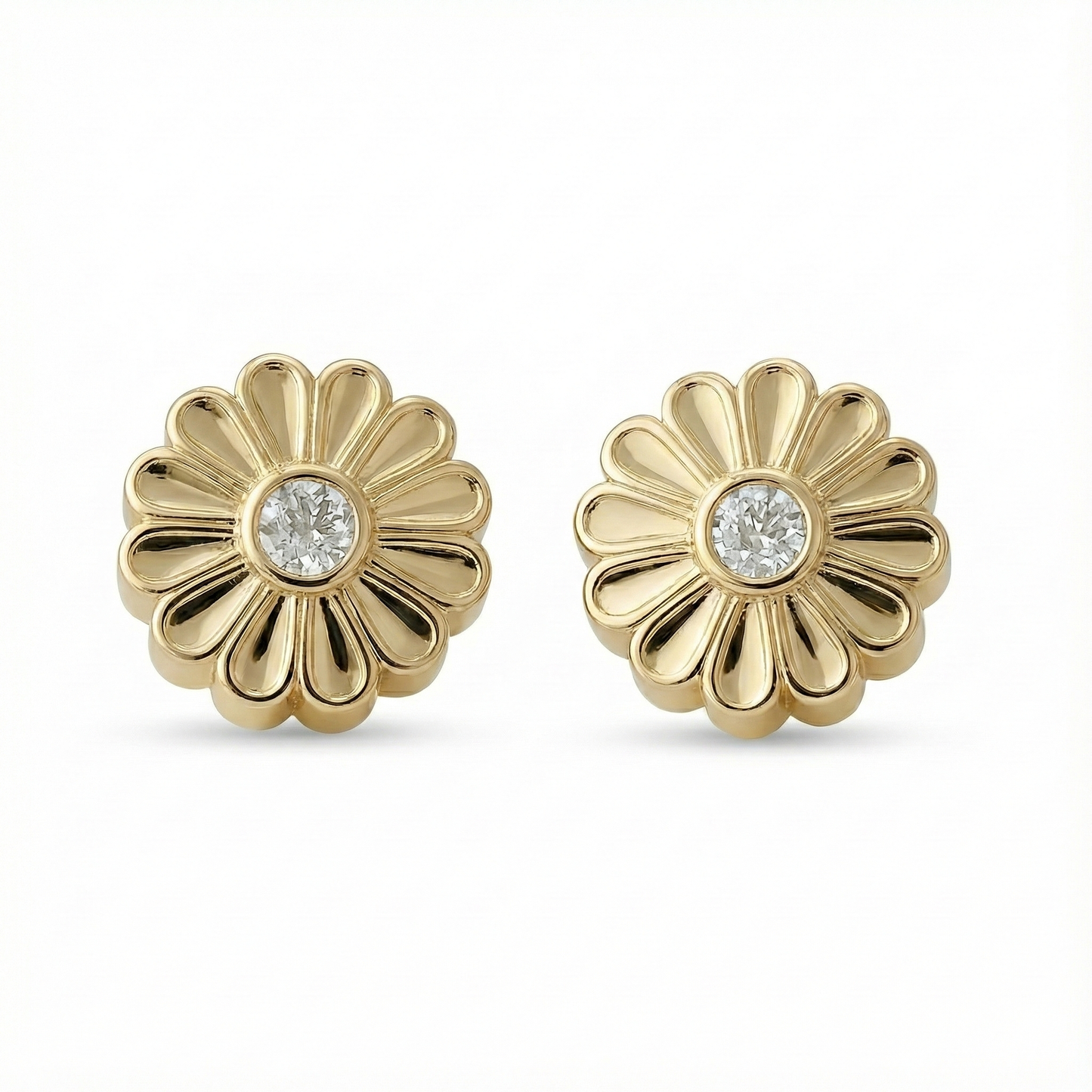 Rosette Gold Diamond Stud Earrings