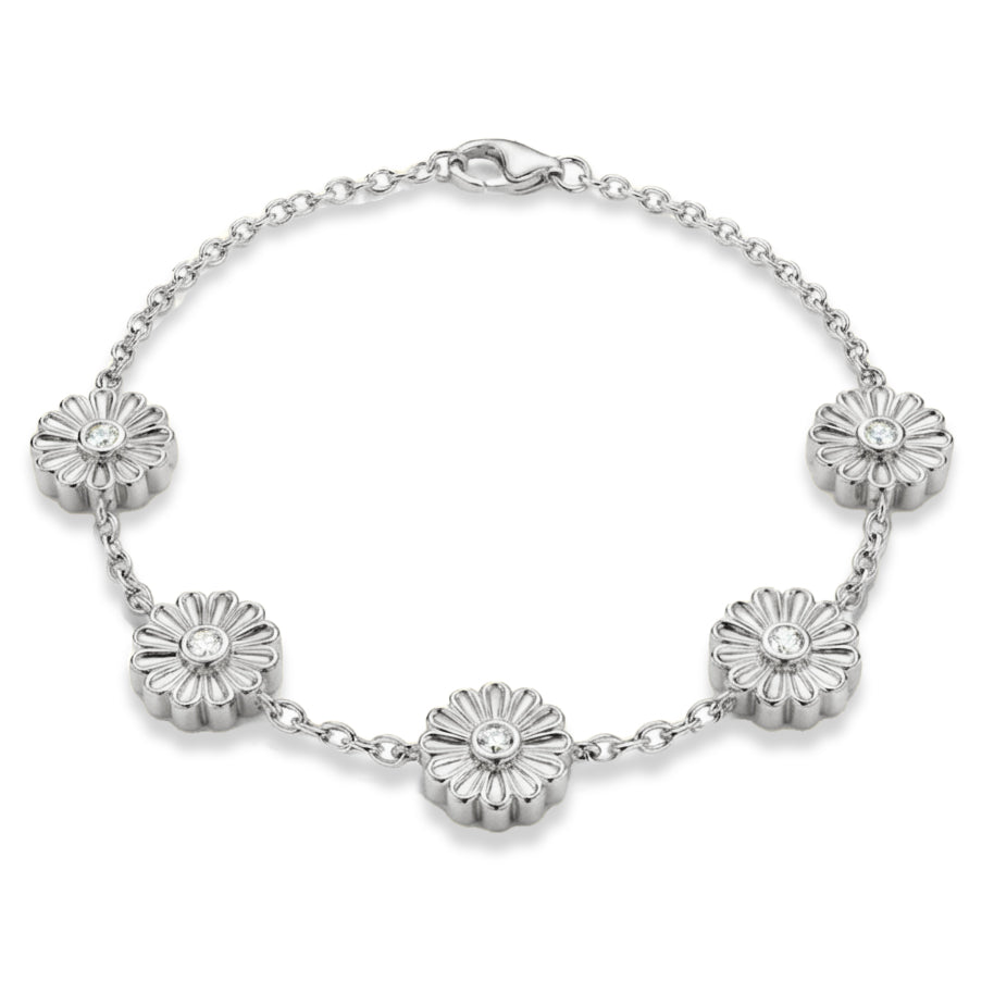 Rosette Silver Diamond Bracelet
