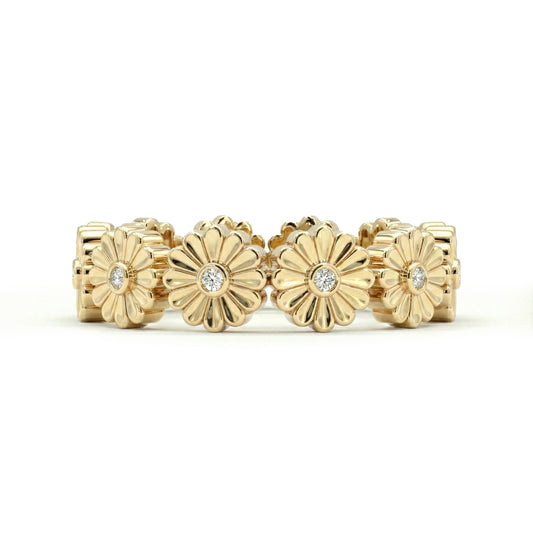 Rosette Gold Diamond Ring