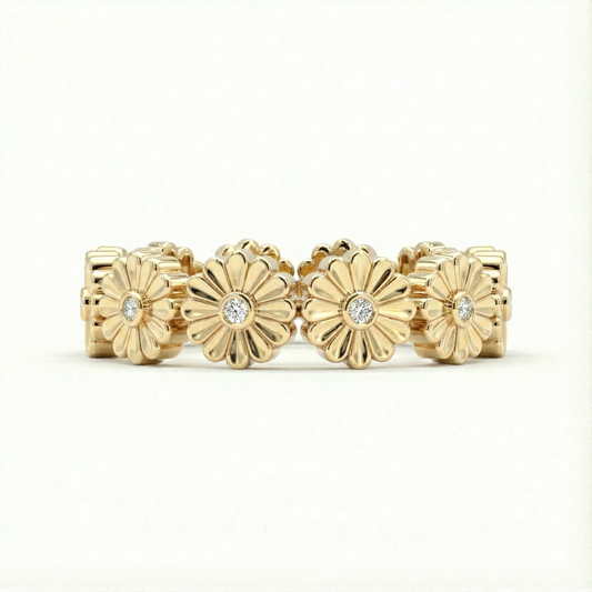 Rosette Gold Diamond Ring