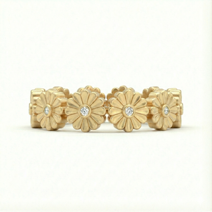 Rosette Gold Diamond Ring