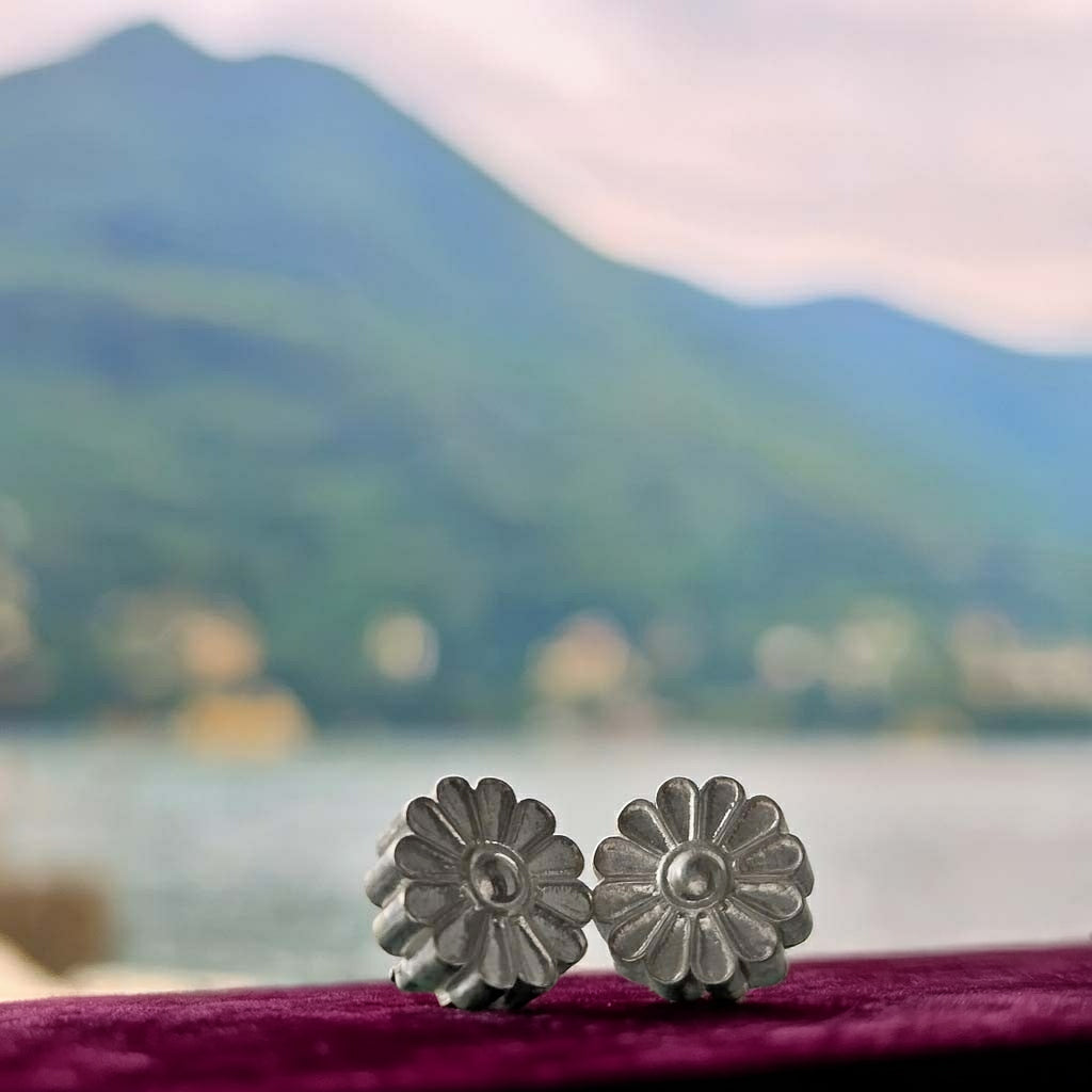 Rosette Silver Stud Earrings